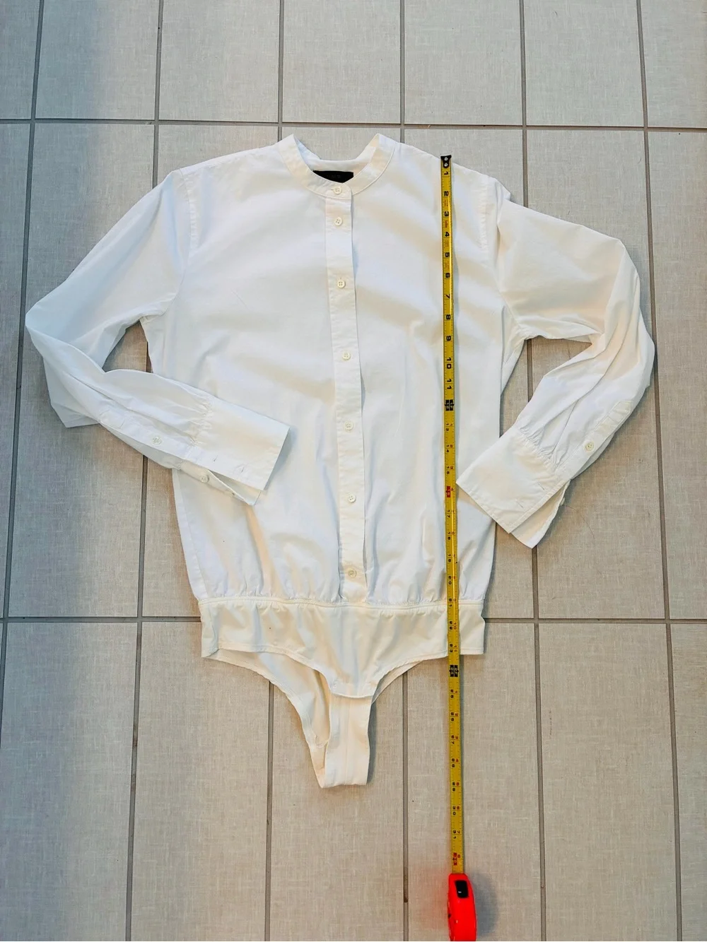 J. Crew White Cotton Riund Collar Button-Down Bodysuit Shirt 4